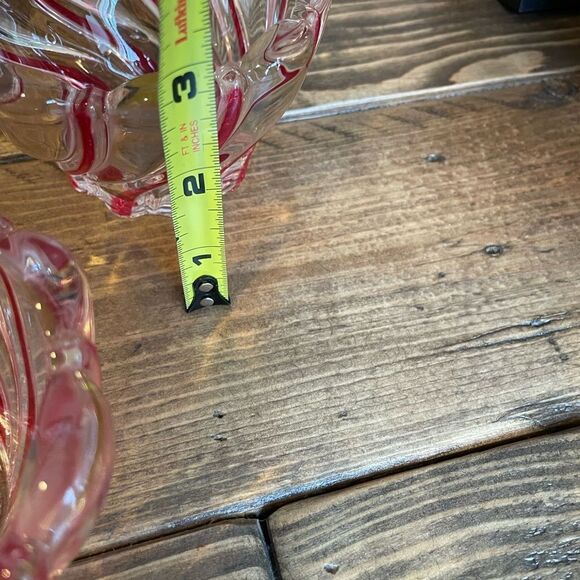 1980’s Vintage Peppermint Crystal Swirl Decorative Bowls Candle Holders Etc - Picture 13 of 15